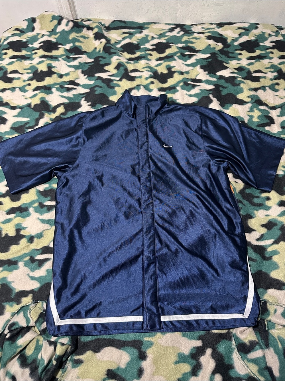 Nike Men's Navy Button up Short-Sleeve Performance Jacket